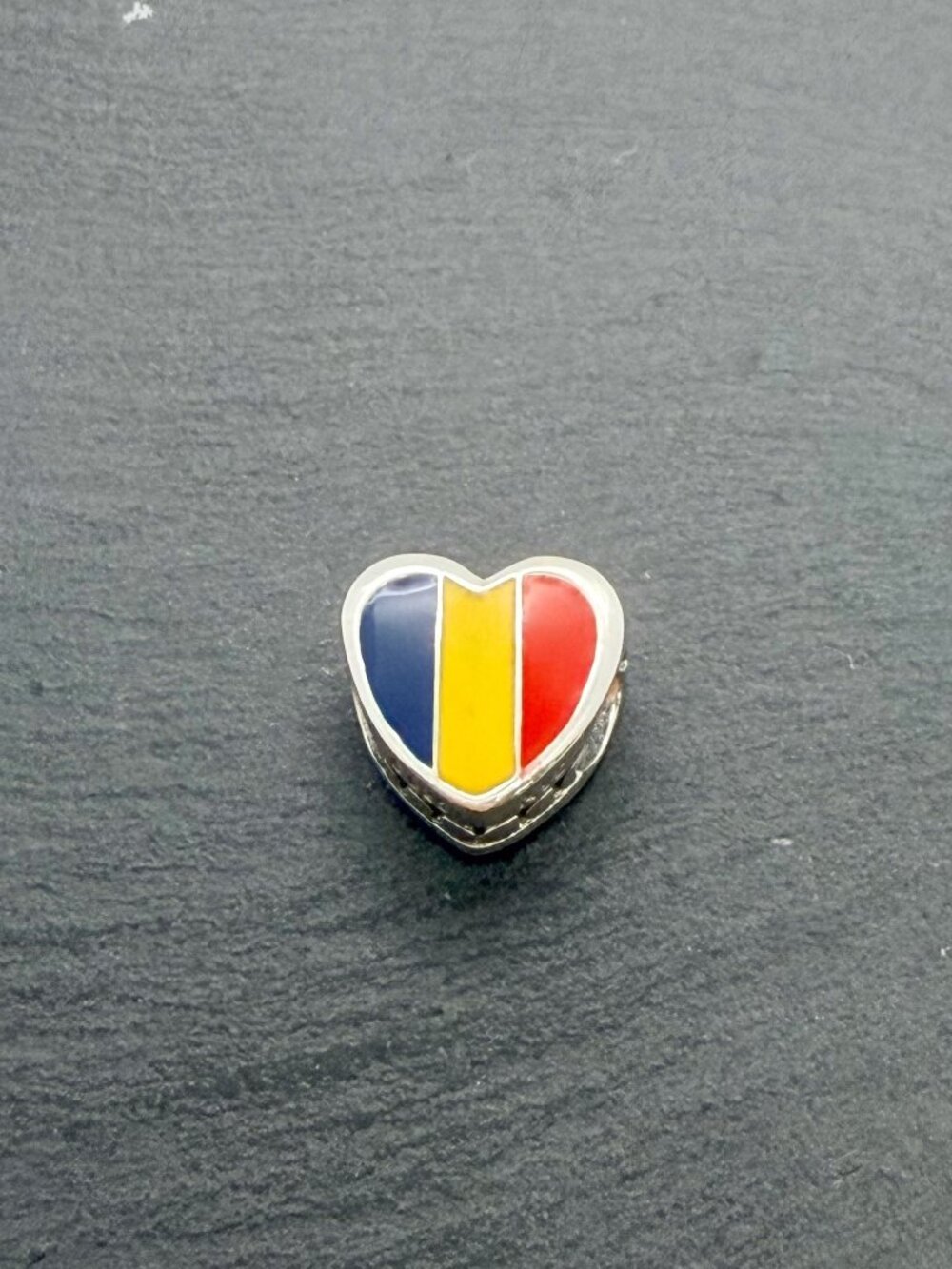 Pandora Romania Flag Heart Charm Sterling Silver Jewelry
